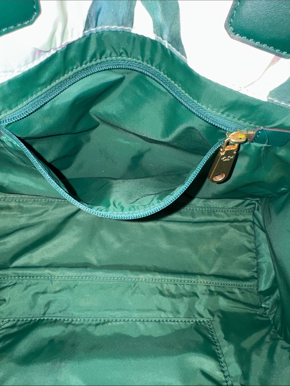 Tory Burch Bag Small Ella Limited Edition Floral Tote with Green Leather Trim - Picture 13 of 17